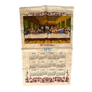 Vintage 1979 Cloth Wall Hanging Last Supper Image